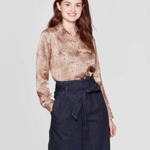 A NEW DAY Satin Reptile Print Blouse - Picture 1 of 4